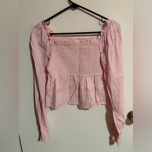 NWOT Celebrity Pink Pink Smocked Ruffle Top size XS